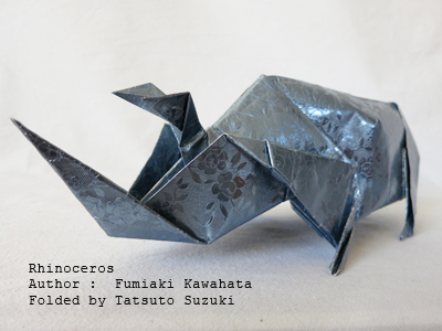 Origami Rhinoceros / Author :  Fumiaki Kawahata, Folded by Tatsuto Suzuki